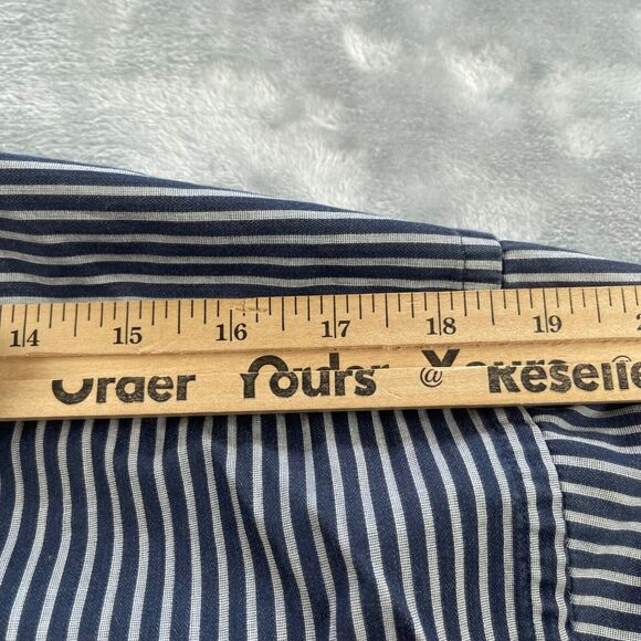 Hugo Boss Dress Shirt Men 16 34/35 Navy Gray Stripe 100% Cotton Enzo Regular Fit - Picture 10 of 16